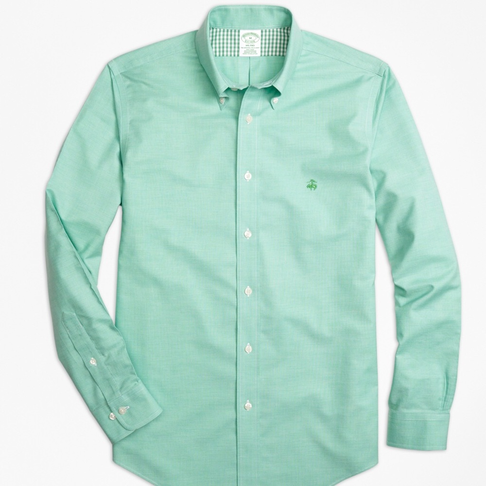Brooks Brothers - Mens Non-Iron Button Down Long Sleeve Shirt in Green